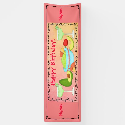 Happy Birthday Guacamole Margarita Custom Banner (Vertikal)