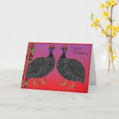 Happy Birthday - Guinea Fowl Karte (Gelbe Blume)