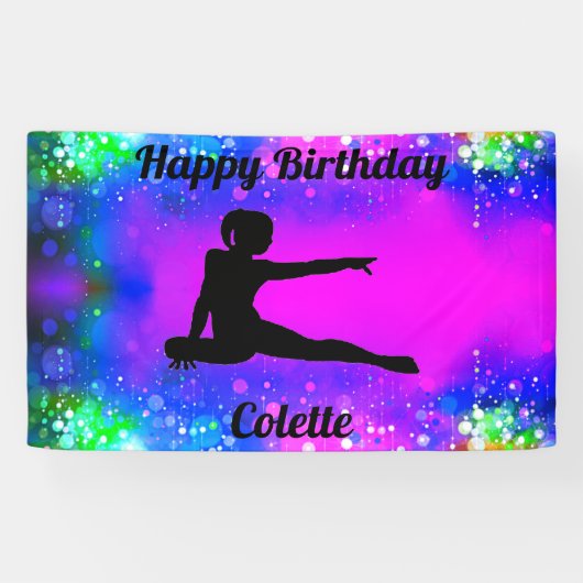 Happy Birthday Gymnastics Personalisiert Banner (Horizontal)