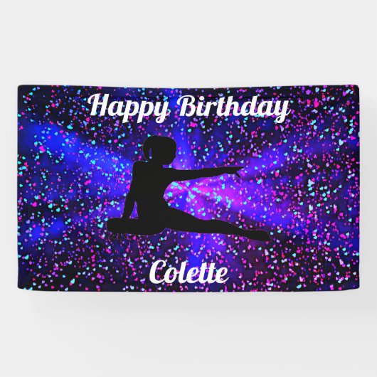 Happy Birthday Gymnastics Personalisiert Banner (Horizontal)
