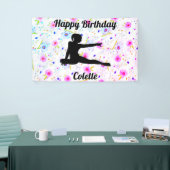 Happy Birthday Gymnastik Custom Floral Banner (Messeveranstaltung)