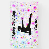 Happy Birthday Gymnastik Custom Floral Banner (Vertikal)
