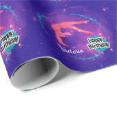 Happy Birthday Gymnastik Galaxy Tumbling Geschenkpapier (Rolleneckpunkt)