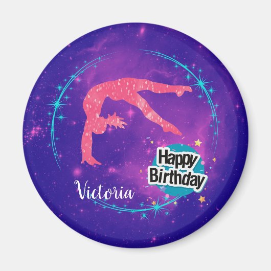 Happy Birthday Gymnastik Galaxy Tumbling Magnet (Vorne)