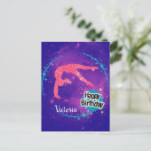 Happy Birthday Gymnastik Galaxy Tumbling Postkarte (Stehend Vorderseite)