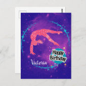 Happy Birthday Gymnastik Galaxy Tumbling Postkarte (Vorne/Hinten)