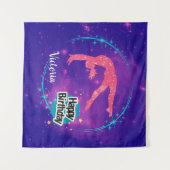 Happy Birthday Gymnastik Galaxy Tumbling Wandteppich (Vorderseite (Horizontal))