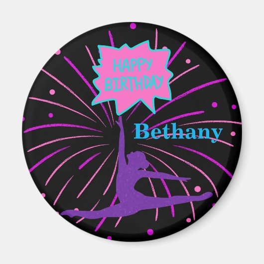 Happy Birthday Gymnastik Personalisiert Magnet (Vorne)