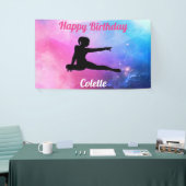 Happy Birthday Gymnastik Pink & Blue Banner (Messeveranstaltung)