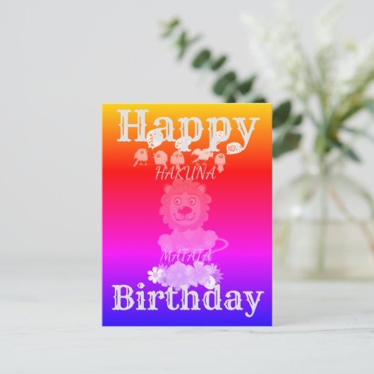 Happy Birthday Hakuna Matata Baby Löwe Postkarte (Stehend Vorderseite)