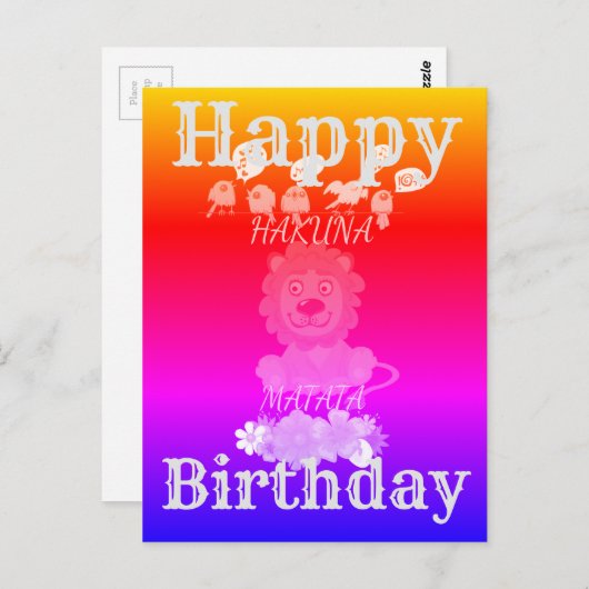 Happy Birthday Hakuna Matata Baby Löwe Postkarte (Vorne/Hinten)