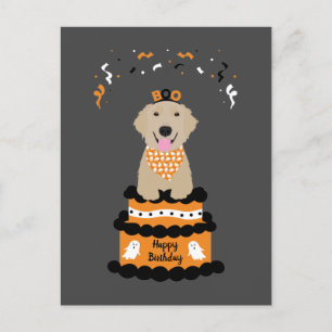 Happy Birthday Halloween Golden Retriever Postkarte