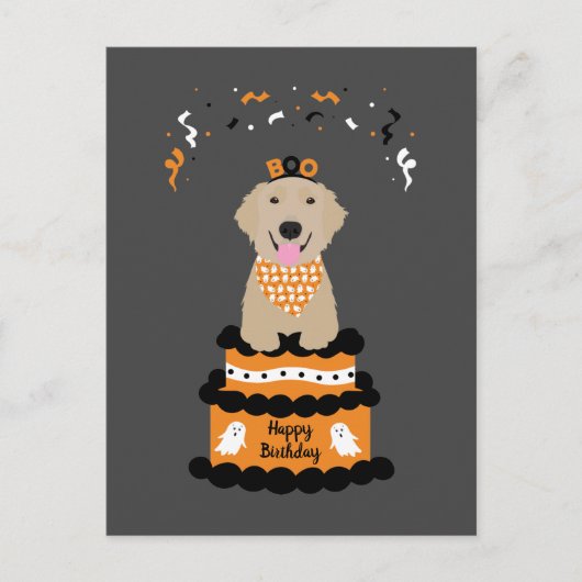 Happy Birthday Halloween Golden Retriever Postkarte (Vorderseite)