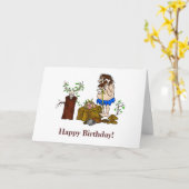 Happy Birthday Ham Radio Caveman Card Karte (Gelbe Blume)