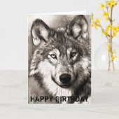 Happy Birthday Hand Drawn Wolf Karte (Gelbe Blume)