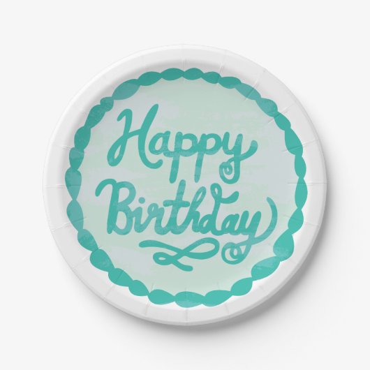 Happy Birthday Hand Letting Icing Pappteller (Vorderseite)