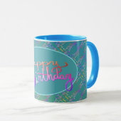 "Happy Birthday" Handgeschriebene Tasse (VorderseiteRechts)