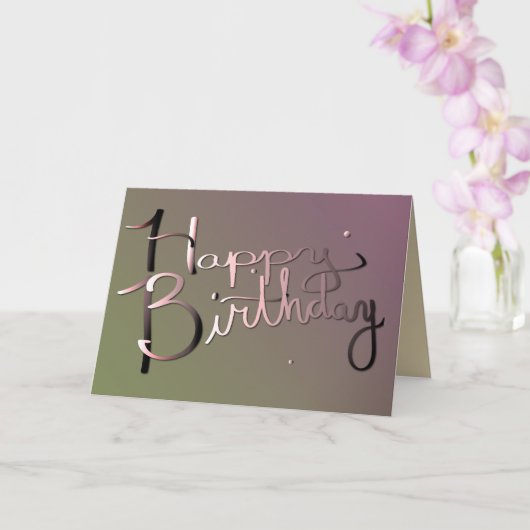 "Happy Birthday" Handgeschriebener Plum Moss Karte (Orchidee)