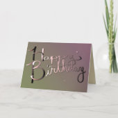 "Happy Birthday" Handgeschriebener Plum Moss Karte (Vorderseite)