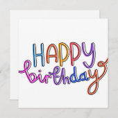 Happy Birthday Handgeschriebenes Regenbogendesign Feiertagskarte (Vorne/Hinten)