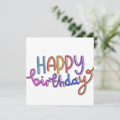 Happy Birthday Handgeschriebenes Regenbogendesign Feiertagskarte (Stehend Vorderseite)
