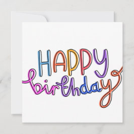 Happy Birthday Handgeschriebenes Regenbogendesign Feiertagskarte