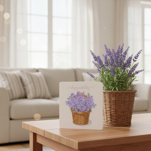 Happy Birthday HandGezeichnet Lavender Basket Feiertagskarte
