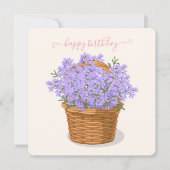 Happy Birthday HandGezeichnet Lavender Basket Feiertagskarte (Vorderseite)