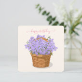 Happy Birthday HandGezeichnet Lavender Basket Feiertagskarte (Stehend Vorderseite)