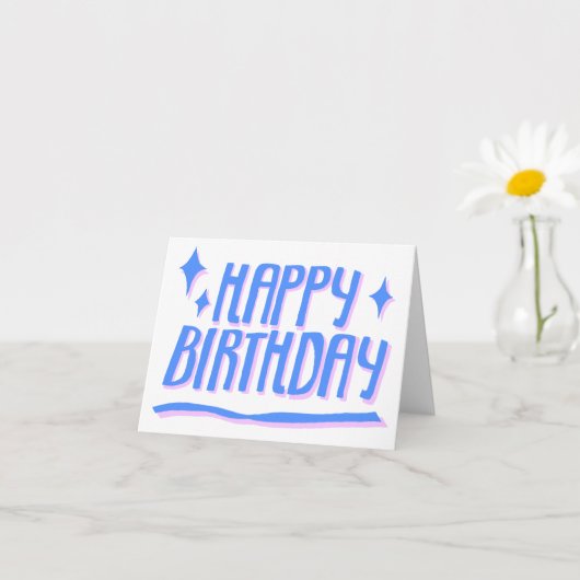 HAPPY BIRTHDAY Handlettered Blue Customized Karte (Kleines Gewächs)