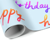 HAPPY BIRTHDAY Handlettering Muster farbenfroh bla Geschenkpapier (Rolleneckpunkt)