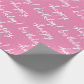 HAPPY BIRTHDAY Handlettering Muster Pink Geschenkpapier (Ecke)