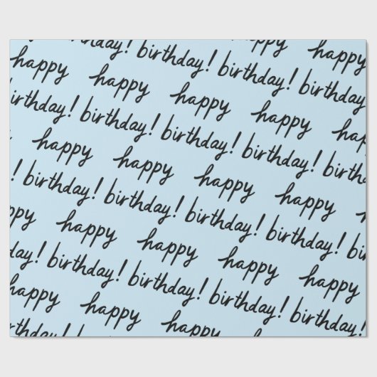 HAPPY BIRTHDAY Handlettering Pattern Black Blue Geschenkpapier (Flach)