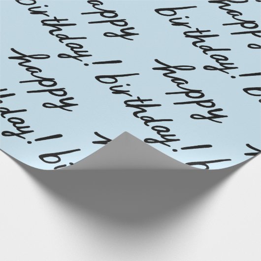 HAPPY BIRTHDAY Handlettering Pattern Black Blue Geschenkpapier (Ecke)