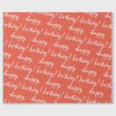 HAPPY BIRTHDAY Handlettering Pattern Red Geschenkpapier (Flach)