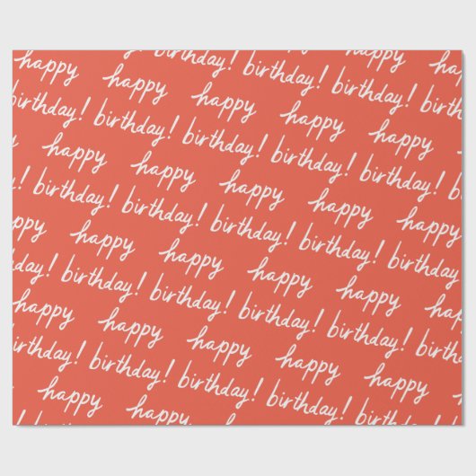 HAPPY BIRTHDAY Handlettering Pattern Red Geschenkpapier (Flach)