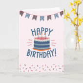 Happy Birthday Handsome Cake Bunting Blue Karte (Gelbe Blume)