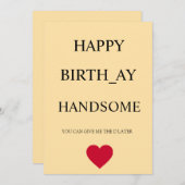 HAPPY BIRTHDAY HANDSOME FUNNY CARD EINLADUNG (Vorne/Hinten)