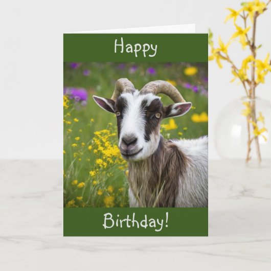 Happy Birthday Handsome Goat Karte (Gelbe Blume)