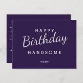 Happy Birthday Handsome Lila Birthday Postcard Postkarte (Vorne/Hinten)