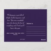 Happy Birthday Handsome Lila Birthday Postcard Postkarte (Rückseite)