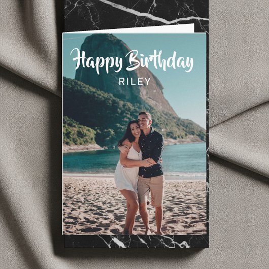 Happy Birthday Handwriting Script Foto Karte