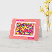 Happy Birthday Hannah in Peachy Pink Karte (Gelbe Blume)