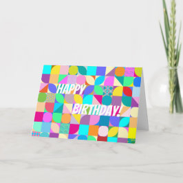 Happy Birthday HAPPINESS & JOY Modern Art Card Karte