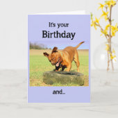 Happy Birthday Happy Dog Fun wünscht sich Karte (Gelbe Blume)
