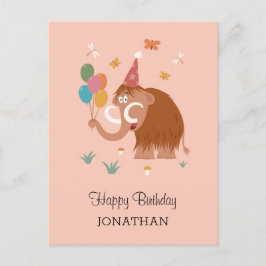 Happy Birthday Hat Cartoon Niedlich Mammoth Balloo Postkarte