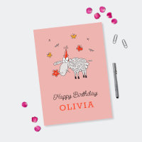 Happy Birthday Hat Niedlich Cartoon Sheep Blume Ca