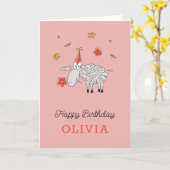 Happy Birthday Hat Niedlich Cartoon Sheep Blume Ca Karte (Gelbe Blume)