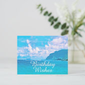 Happy Birthday Hawaiian Beach Fotografie Postkarte (Stehend Vorderseite)