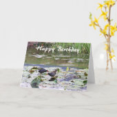 Happy Birthday Hawaiian Common Moorhen, Lily Pond Karte (Gelbe Blume)